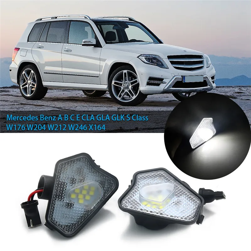 

2Pcs LED Under Side Mirror Puddle Light for Mercedes Benz A B C E CLA GLA GLK S Class W176 W204 W212 W246 X164 White Auto lights