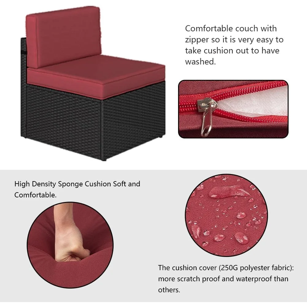 7-delige terrasmeubilair PE rieten rotan sectionele conversatie bankstel,