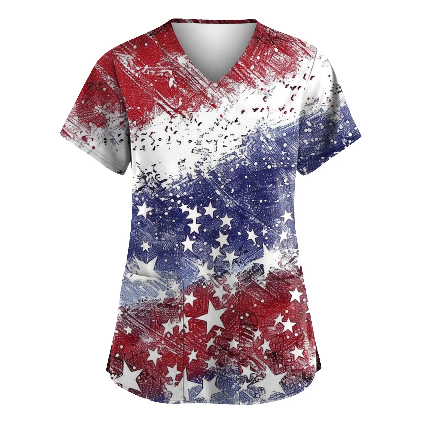 Uniforme d'infirmière pour femmes, uniformes médicaux de poche à col en V College en 3D pour la fête de l'indépendance, uniforme de soins infirmiers de dessin animé, 2024