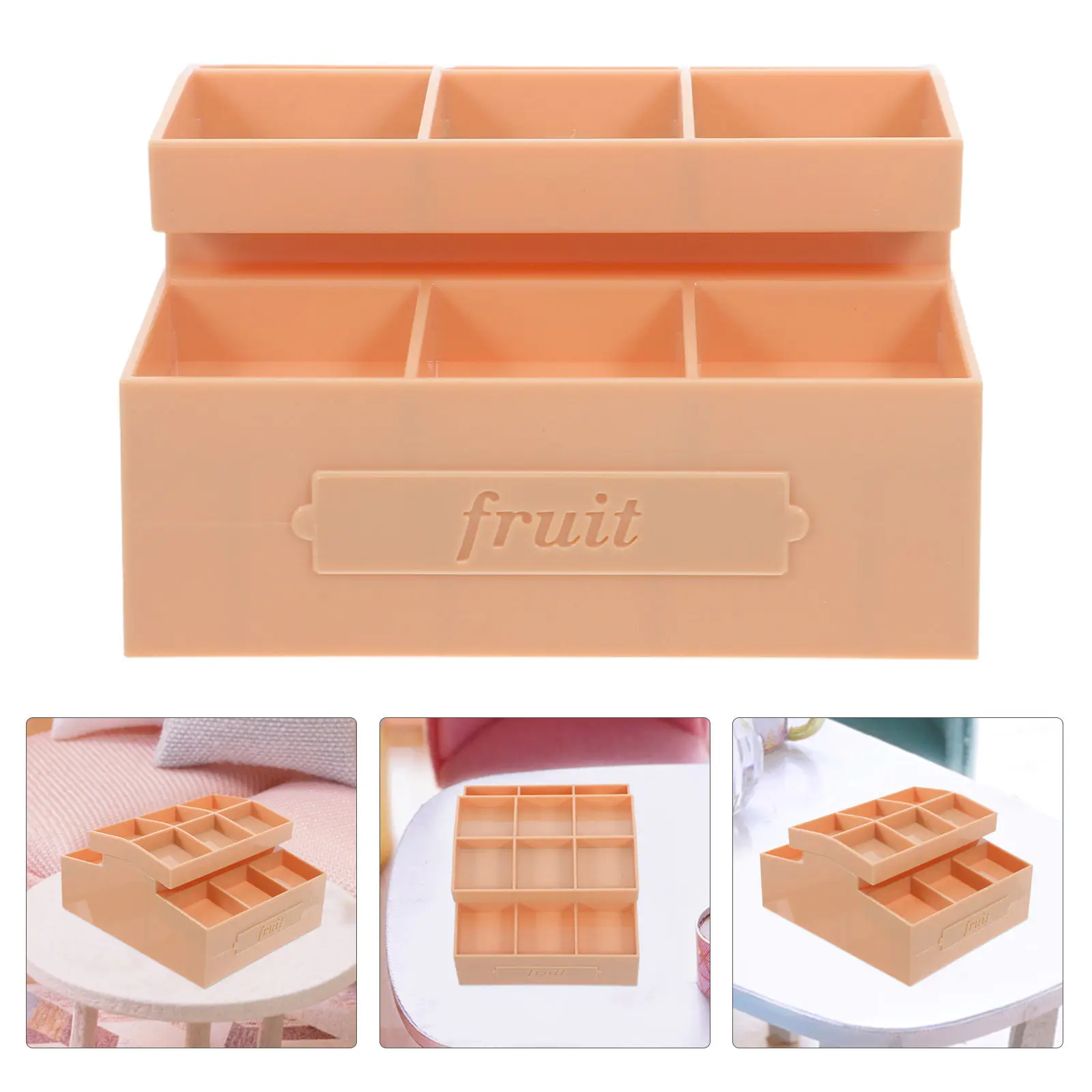 

2Pcs Plastic Dollhouse Fruit Stand Compact Miniature Grocery Display Shelf for Kitchen Snack Storage Realistic Design Decor