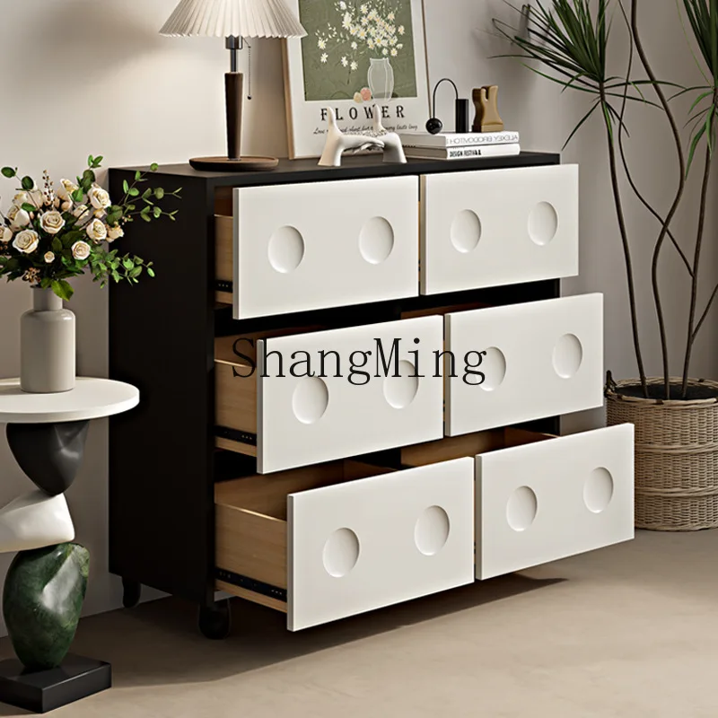 

SM Pebble Chest of Drawers Solid Wood Light Luxury High-End Feel Living Room Cabinet Bedroom Bedside Storage Cabinet