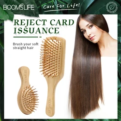 Escova de cabelo de bambu escova de cabelo de estilo feminino pente de cabelo largo dentes pentes de bambu para o cabelo massagem suave escova de couro cabeludo barbeiro pente