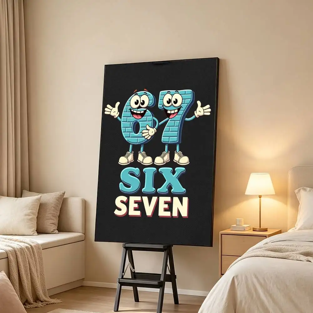 Six Seven 67 F-Funny Poster Waterproof Wall Art Sticker For Bar Living Room Vintage Decor High Quality Print Gift