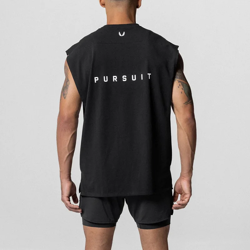 Men's Cotton Bodybuilding Tank Tops Quick Dry Gym Shirt Summer Sleeveless Casual Printed Vest Streetwear Elastic Comfort Fit