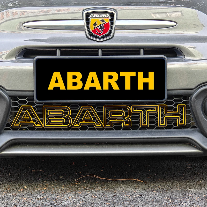 ABS Material 11 Pieces Car Exterior Click On Front Grill Mesh Letter Cover Trims Accessories For Fiat 500 595 695 Abarth Only