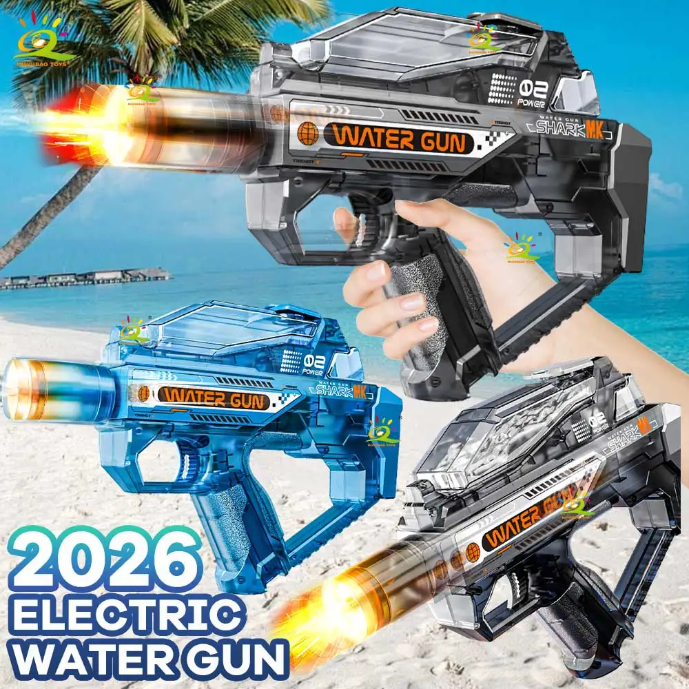 

Электрический водяной пистолет HUIQIBAO для детей, мощный, быстрострельный, с большим радиусом действия, игрушка для пляжа и бассейна