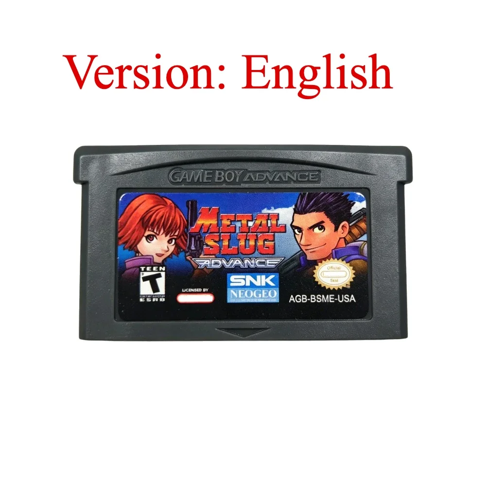 Metal Slug Advance GBA Game Cartridge Run And Gun Action Retro Video Game Card For Game Boy Advance SP Console USA EUR Version