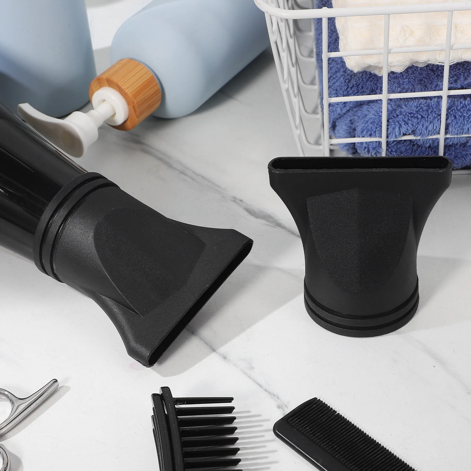 2 قطعة مجفف الشعر الأسود المكثف فوهة مرفق صالون تصفيف مجفف للنفخ نصائح مجعد تصفيف الشعر اكسسوارات يناسب القطر