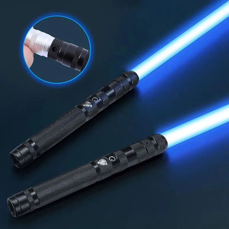 Lichtschwert RGB 7 Farben Metall griff Lasers chwert zwei schneid ige Änderung schwere Duell Sound zwei in einem Licht LED USB-Aufladung