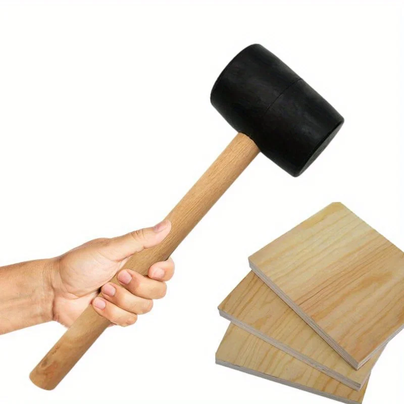 Rubber Mallet Hammer Multifunctional Rubber Hammer for Floor Tile Installation Rubber Mallet with Fiberglass Solid Wood Handle