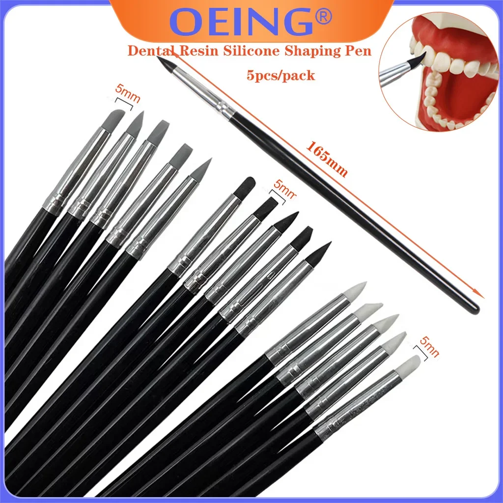 

5Pcs Dental Resin Silicone Shaping Pen Composite Resin Brush Dentistry Composite Cement Porcelain Teeth Shaping DIY Drawing Tool