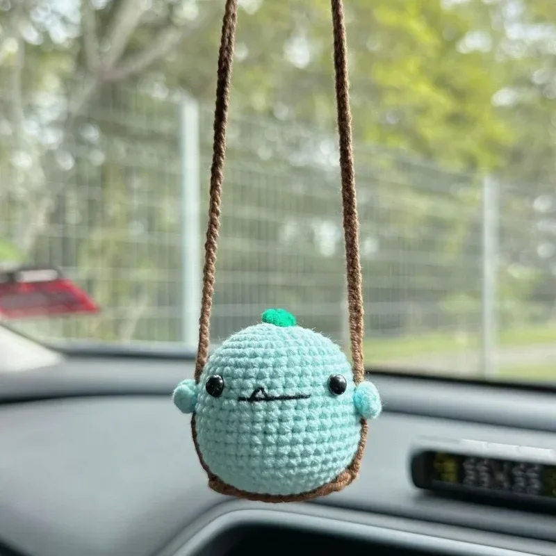 Cute Car Accessories,Pendants for Rearview Car Mirror Decor Hanging Cartoon Animal Handmade Crochet Ornament Decoration Gift