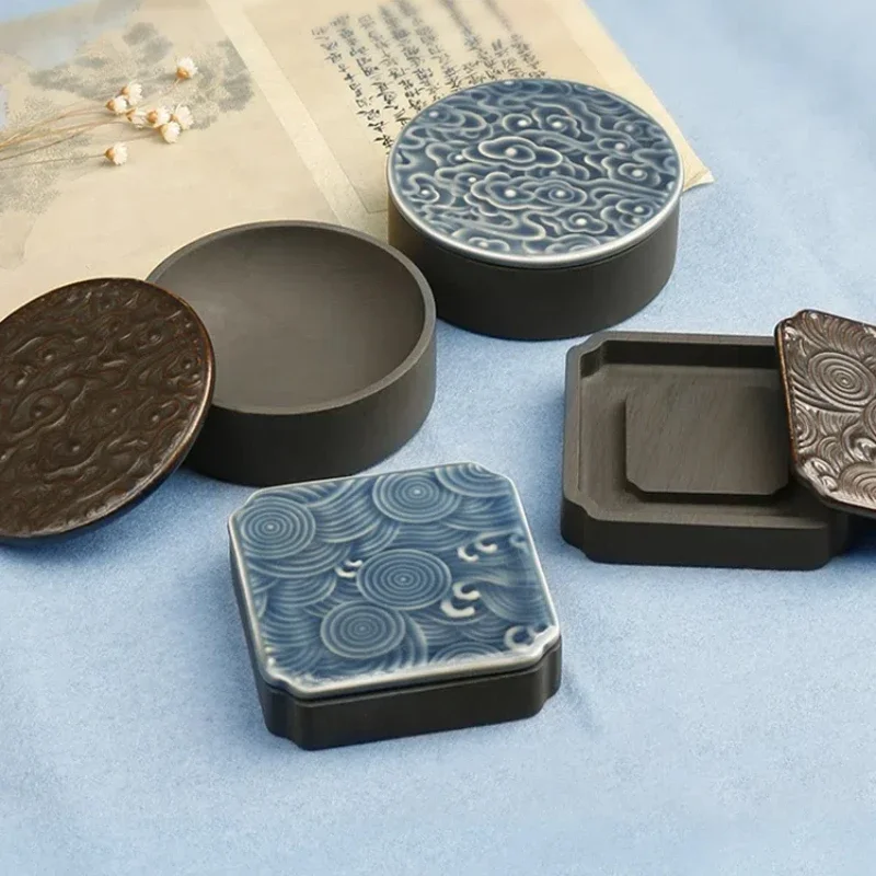 Calligraphy Ink Stone Natural Raw Stone Inkstone Brush Writing Painting Inkstone Vintage Students Multifunctional Ink Cartridge