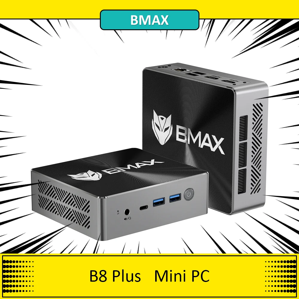 BMAX B8 Plus Mini PC, Intel Core i5-12600H 12 rdzeni Max 4.5GHz, 24GB LPDDR5 RAM 512GB SSD, 2.4/5GHz WiFi Bluetooth 5.0, 2 * HDMI 2