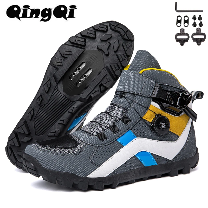 

QingQi-JC-S1988 High-cut Winter Mens MTB Cycling Shoes Motorcycle Shoes Gravel Road Bicycle Sneakers Tenis Masculino Size39-50