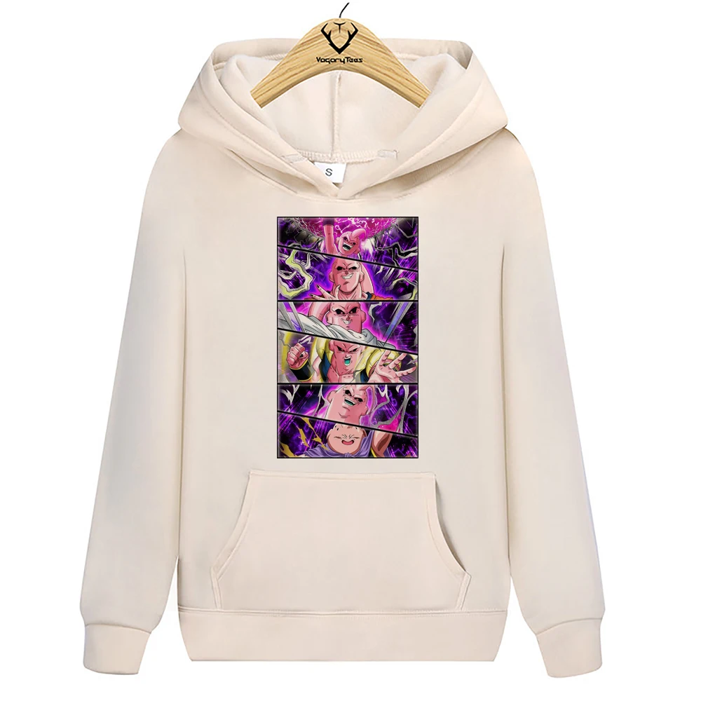 Funny Creative Japan Anime Z MAJIN BUU Eyes Cartoon Hoodies Pop Printed Tops punk Hip Hop unisex Streetwear Khaki Hoodies