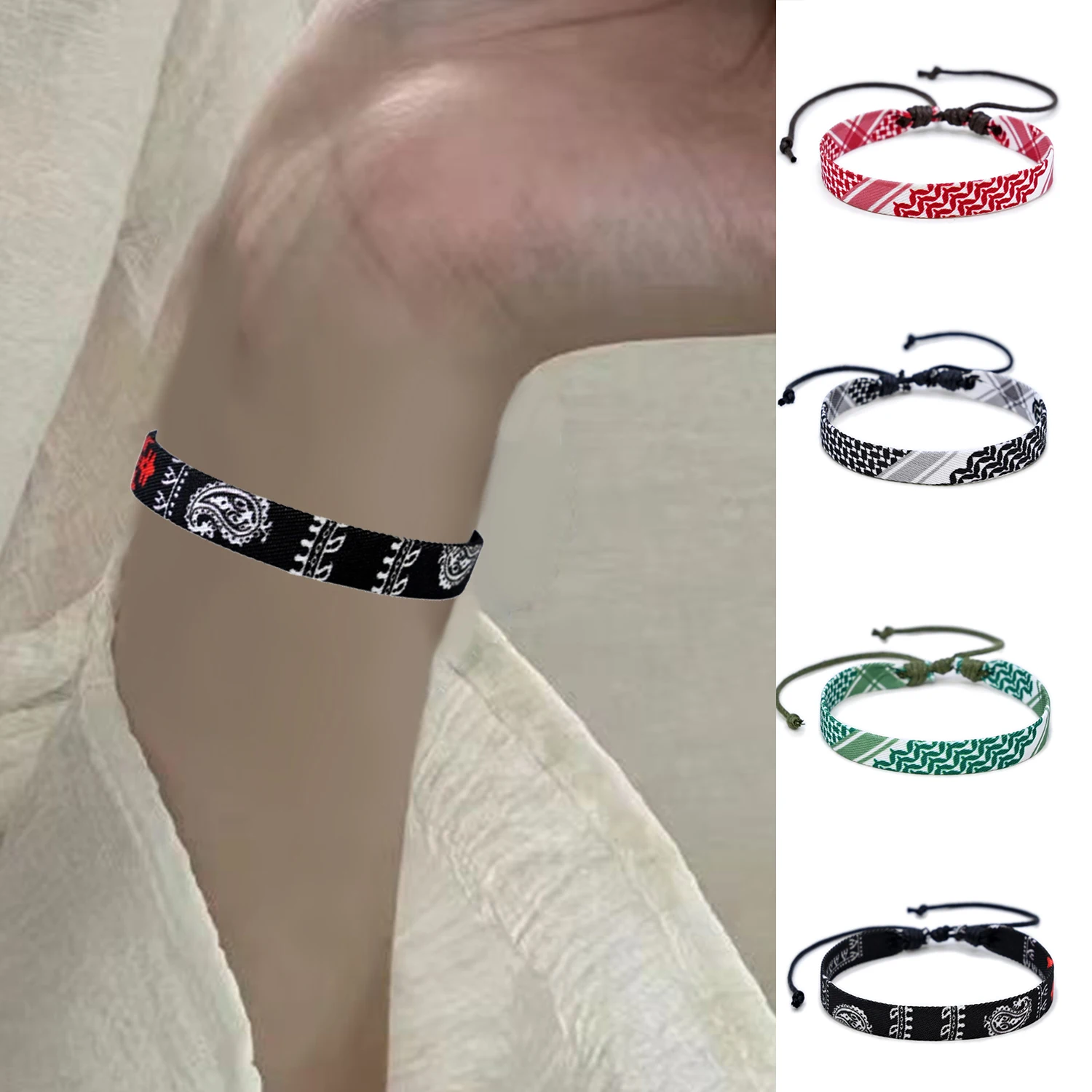 Woven Ethnic Bracelet Boho Women Men Fabric Thread Rope Hand Wrist Strap Weave Braid Wristband Luck Friendship Knot Bangle