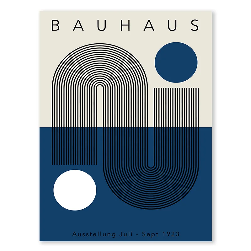 Abstracte Blauwe Kleur Blok Bauhaus Poster Nordic Geometrische Lijnen Canvas Schilderij Print Foto Moderne Slaapkamer Muur Kunst Home Decor