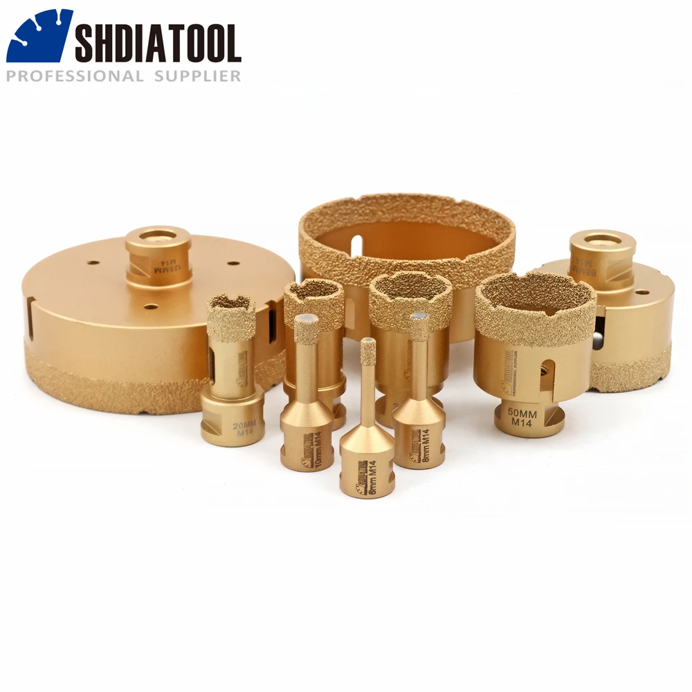 

SHDIATOOL 1pc Diamond Drill Bits Core Bits Drilling Crowns Porcelain Ceramic Granite Marble Hole Saw M14 Thread Angle Grinder