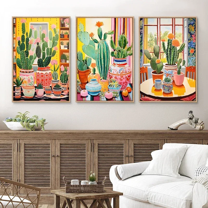 Vintage Mexican Cactus Flower Art Botanical Artwork Posters Print Canvas Painting Wall Art HD Picture For Living Room Home Decor