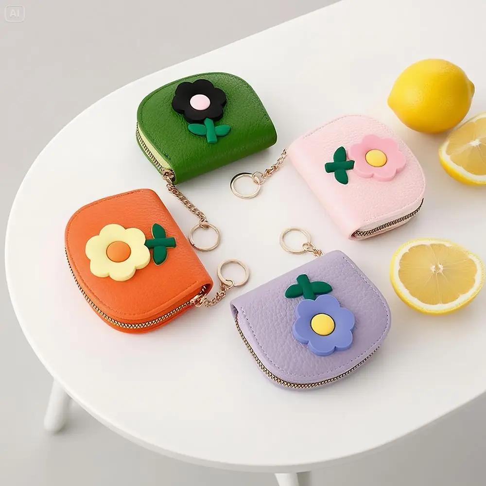 11 Slots Mini Organ Card Holder Flower Design Portable Cartoon Flower Card Bag Multipurpose Compact Multi-slot Change Purse