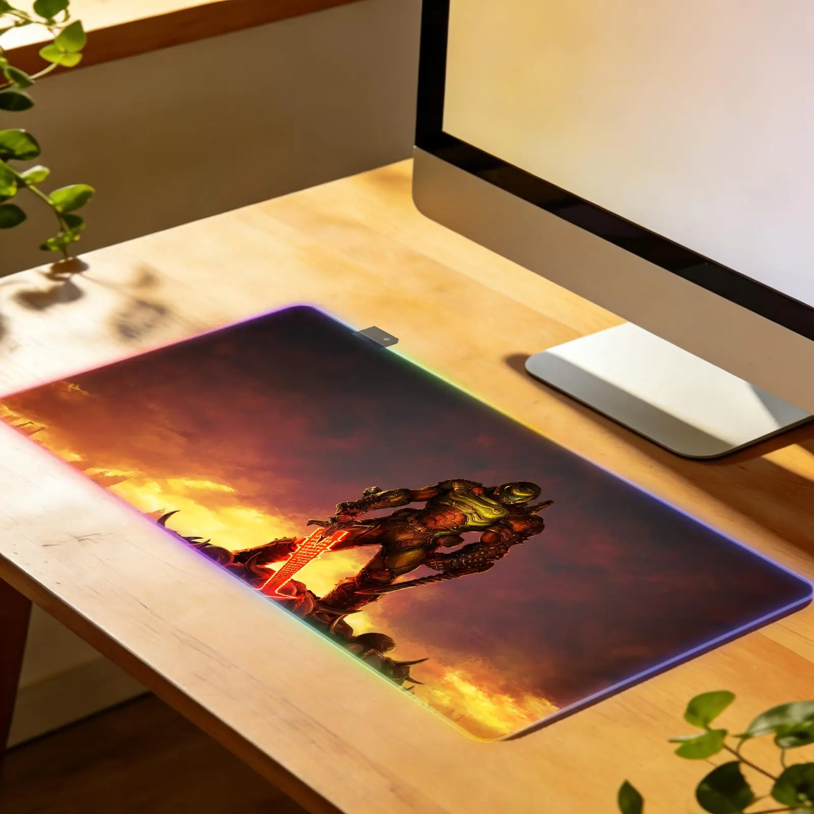 Game Anime A-DOOM-Eternal Classic Movie Mousepad LockEdge  RGB For Gamers Computer Desk Pad Rectangular Anti-slip Rubber