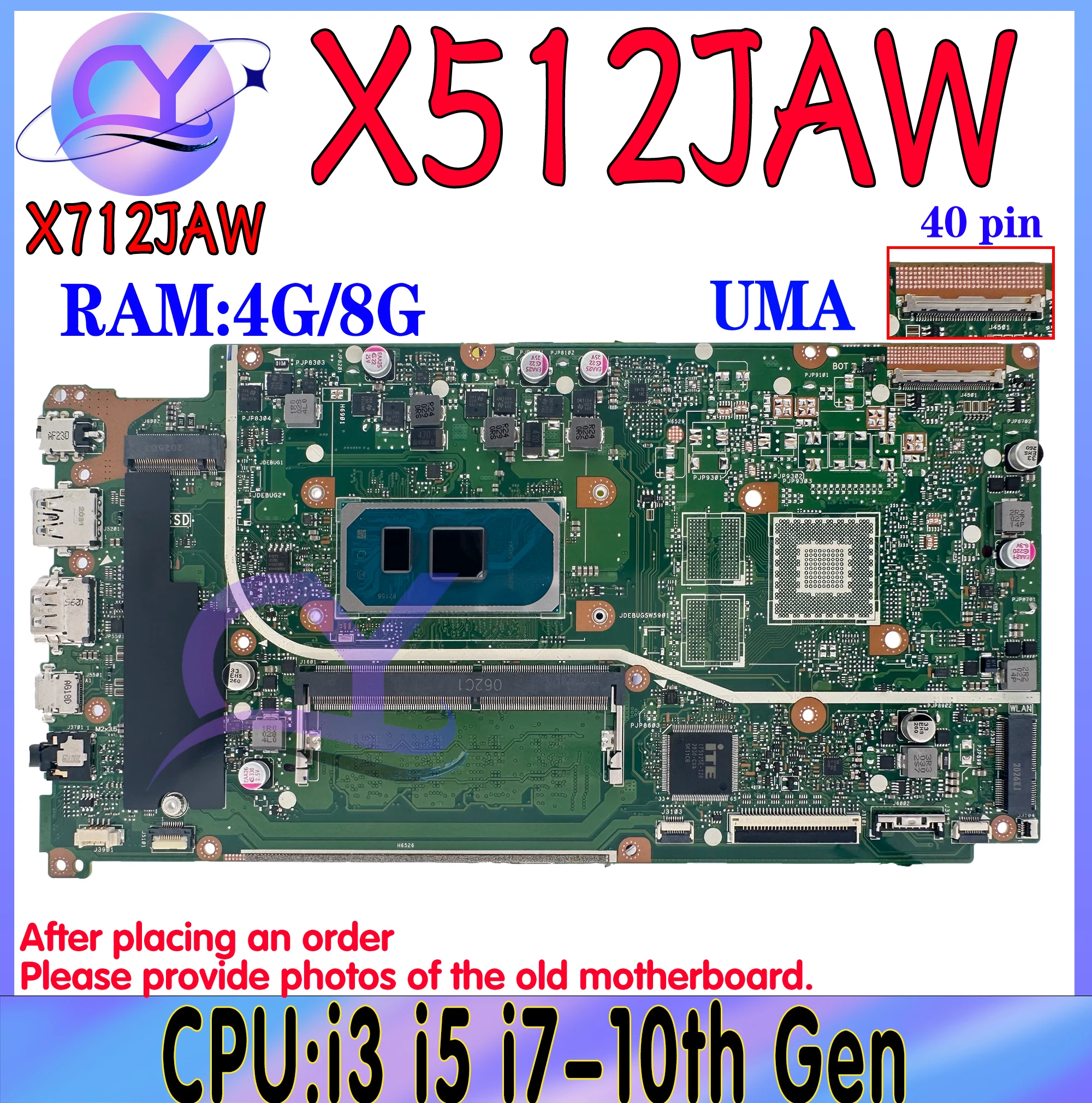 X512JA Mainboard X512J X512JAW X512JAU X712JA V5000J X512JP X512JF X512 S512J A512J K512J F512J V5000J X512JP Laptop Motherboard