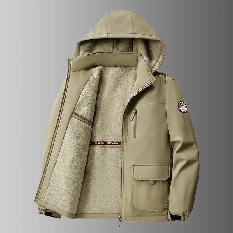 Men's Outdoor Fleece Jacket New Model 2025 Warm Temperature Retaining Waterproof And Windproof for Autumn And Winter