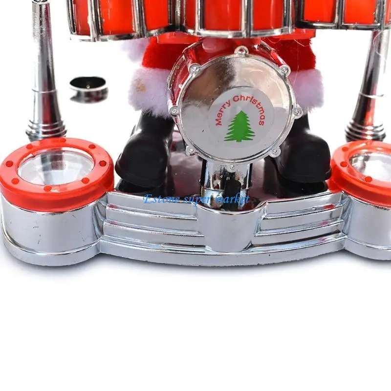 090B Giocattolo elettrico Natale Sassofono elettrico Babbo Natale per bambole Palcoscenico che suona batteria per