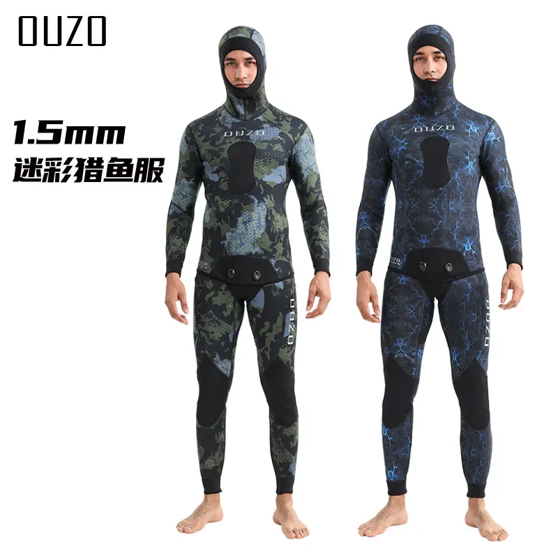 

1.5Mm Wetsuit Cold and Warm Split Winter Swimsuit Camouflage Fish Hunting Suit Fishing Hunting Suit Free Diving Surf Suit