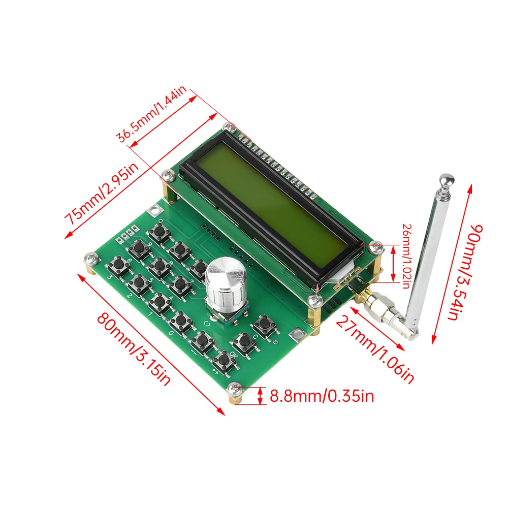 Fonte de sinal adf4351 vfo gerador de sinal oscilador de frequência variável 35mhz a 4000mhz display lcd digital dc 4.5v-5.5v