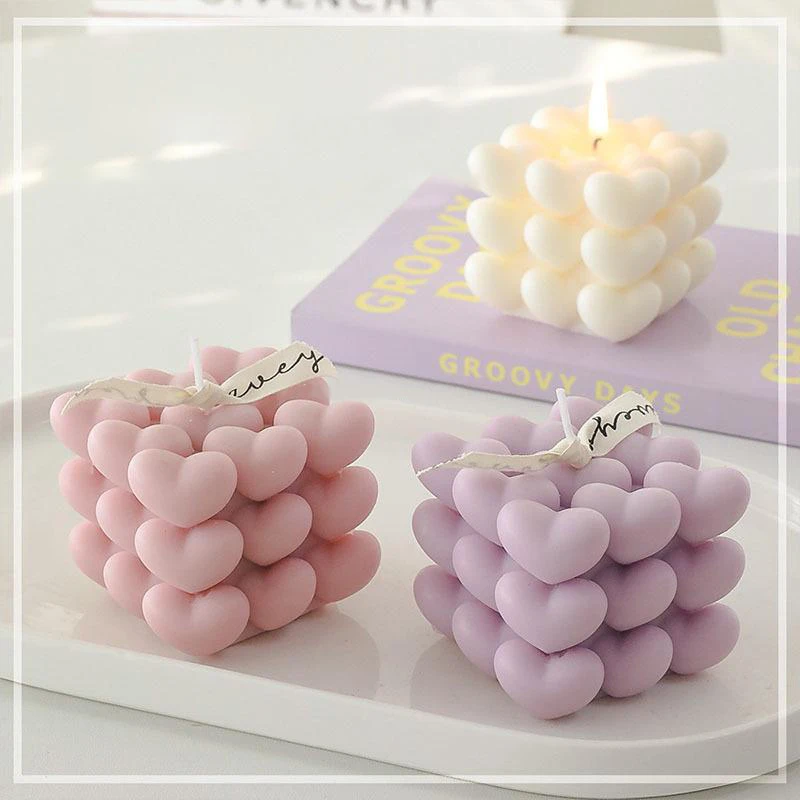 Love Silicone Candle Mold Diy Handmade Soap Plaster Ice Cube Baking Mold Birthday Valentine Day Party Wedding Gift Making Mold