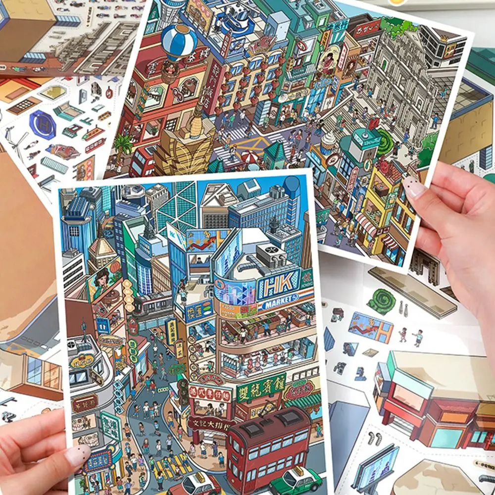 

Kawaii Design 3D City Sticker Special Economic Zone DIY Design DIY Pocket Scene Festival Theme Landscape Sticker Festival Gift