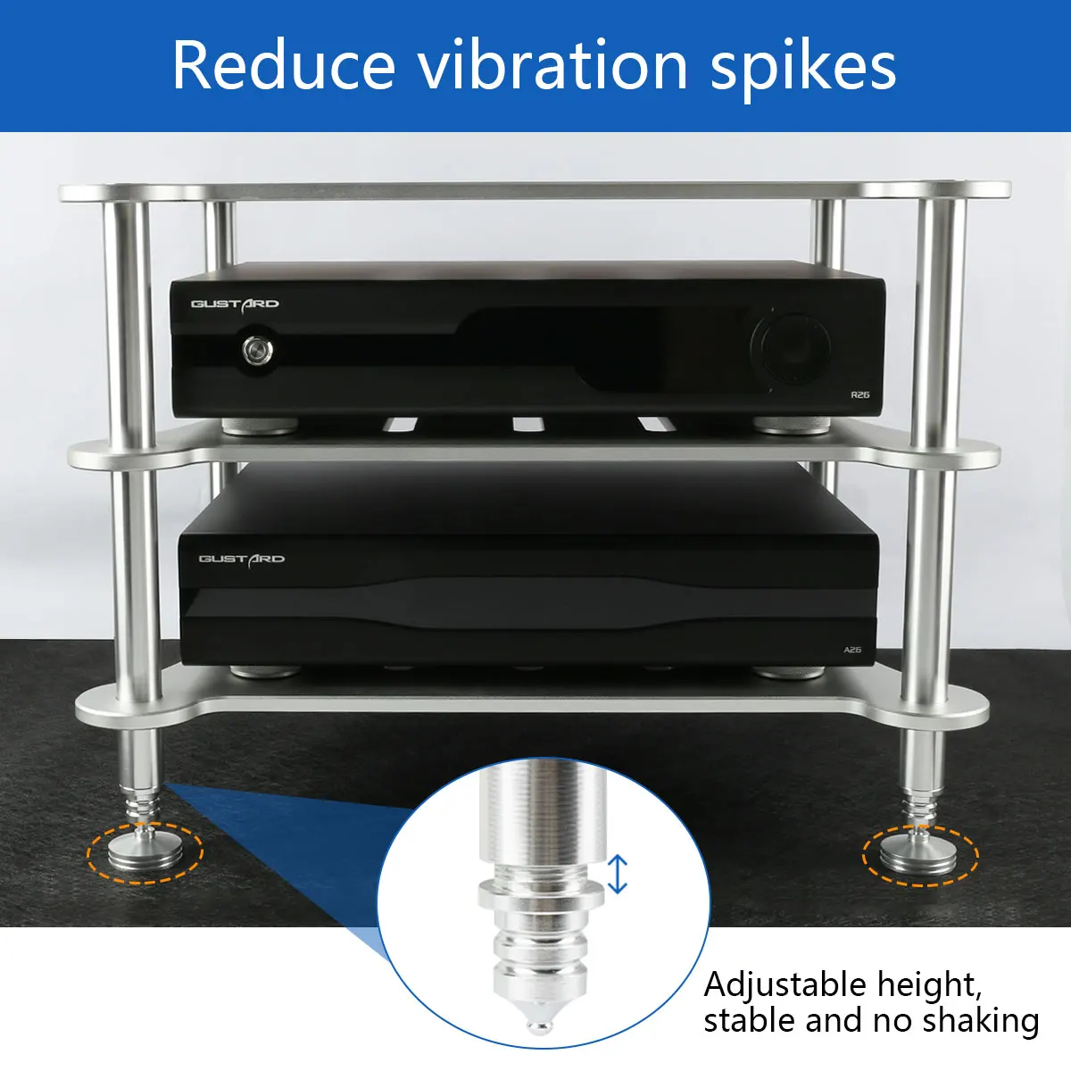 KGUSS Split Audio Equipment Rack, todo o alumínio, processo CNC, amplificador de potência, DAC, equipamento Home Theater, dispositivo Rack, requintado, RX3