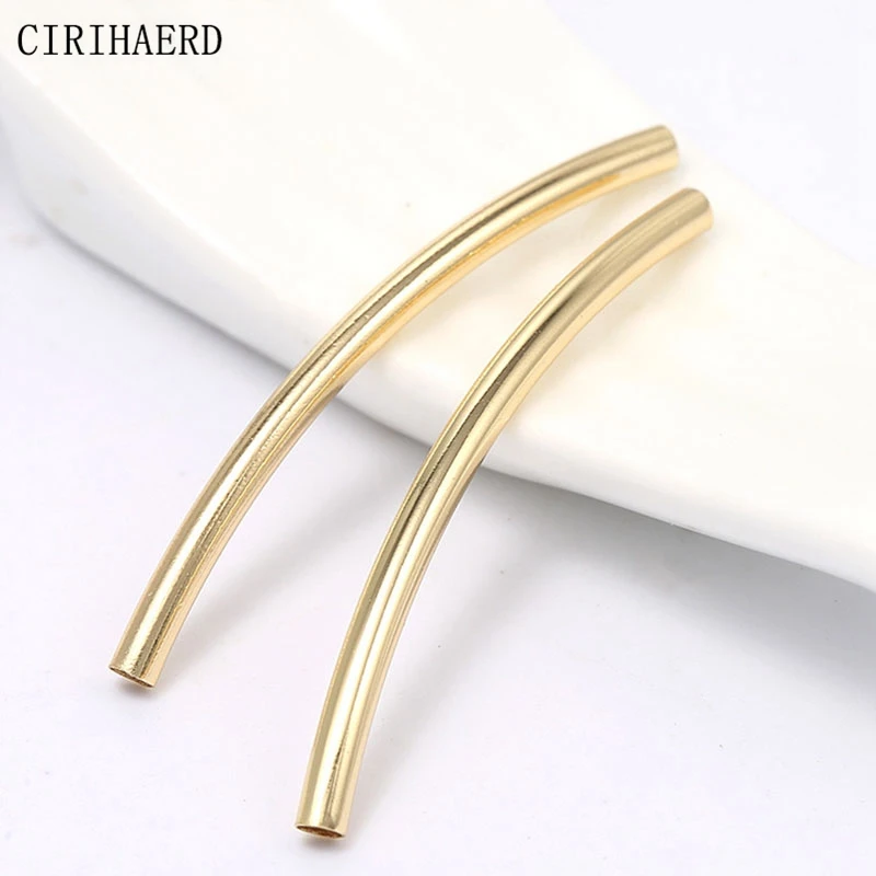 DIY Jewelry Making Materials 24mm/35mm Long Curved Tube 14K Gold Plated Bead Bracelet Jewelry Supplies Accessories Findings