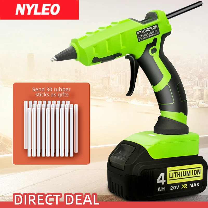 40w Nelio Hot Melt Glue Gun Cordless Li-ion Battery Charging NL227 Interface Compatible with DEWI Makita Milwaukee