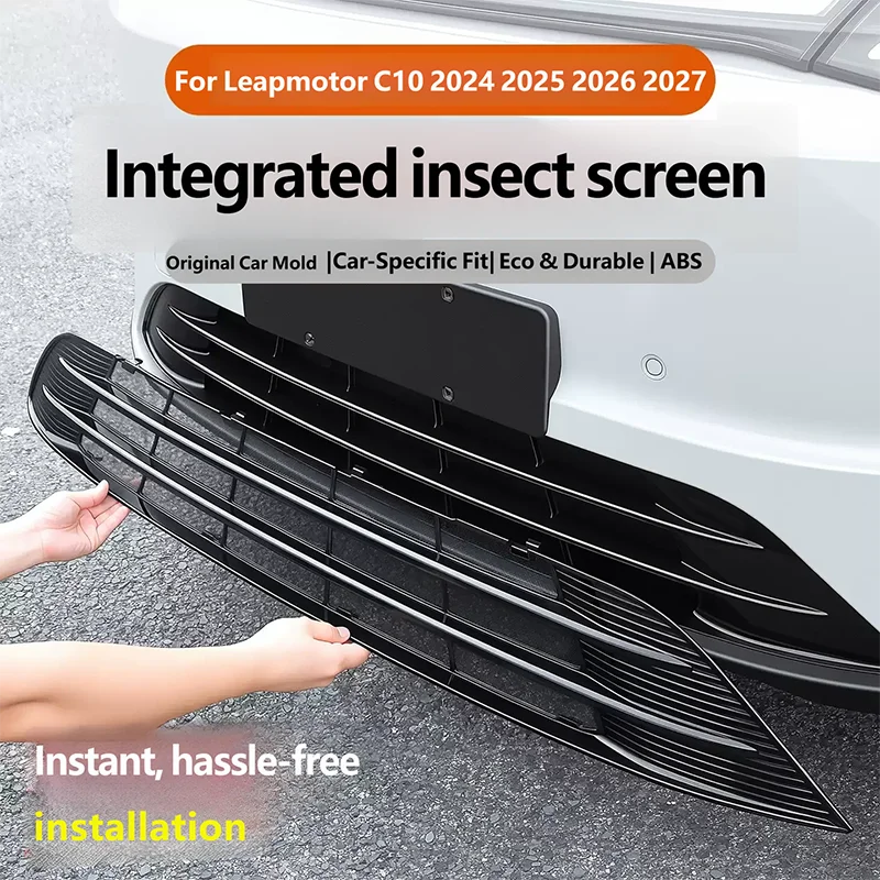 For Leapmotor C10 2024-2027 ABS Car Modify Front Buckle Insect Proof Net Front Bumper Center Intake Grille Cover Accessory