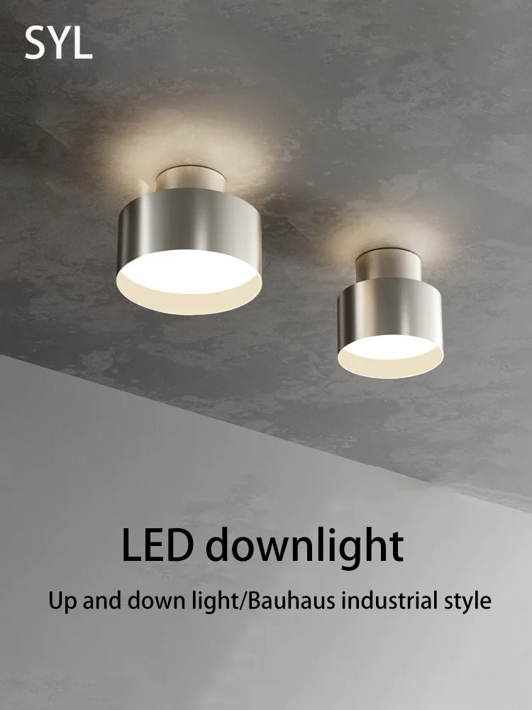 

Светодиодный потолочный светильник для поверхностного монтажа, потолочный светильник в стиле ретро, индустриальный стиль, никелевый цвет, прожектор, антибликовый светильник вверх и вниз, атмосфера