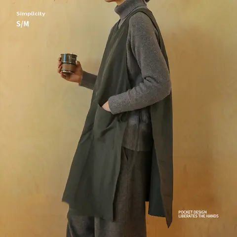 महिलाओं के लिए पेंटिंग, कुकिंग, काम, नेल सैलून, ब्यूटी एप्रन, पॉकेट के साथ, एंटी-डर्टी लॉन्ग वेस्ट वाटरप्रूफ किचन एप्रन 8 best sales नाखून एप्रन - №3