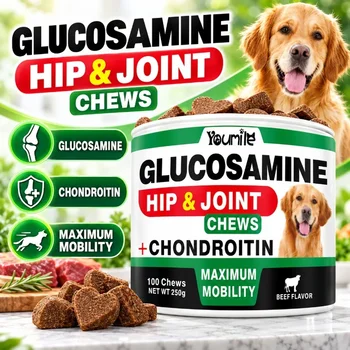 Glucosamine Hip & Joint Soft Chews for Dogs with Chondroitin Mobility Support Beef Flavor 100 Chews 250g 1