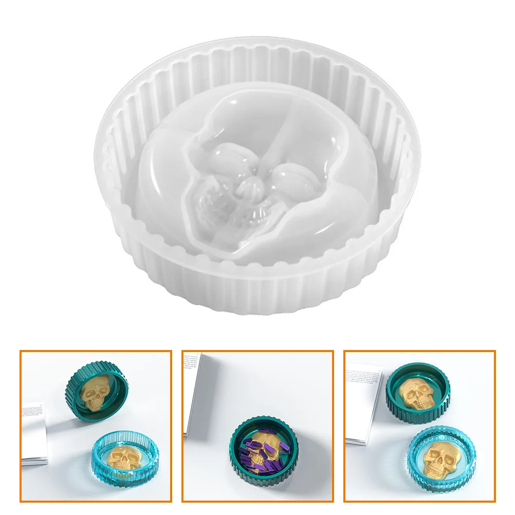Halloween Skull Head Silicone Mold Flexible Ashtray Mold for Epoxy Resin DIY Crafts Handmade Supplies Silicone Molds for Resin