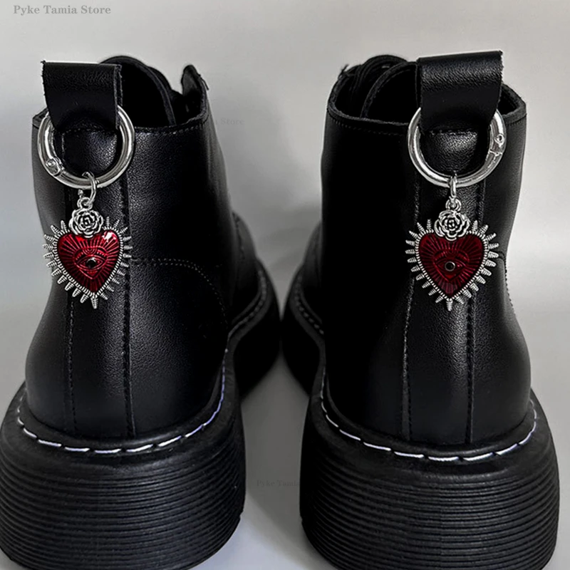 2pcs Metal Heart Shoe Buckle Boots Heel Decoration Pendant Party Fashion Jewelry Diy Snap Hook for Women Shoes Accessories Gifts