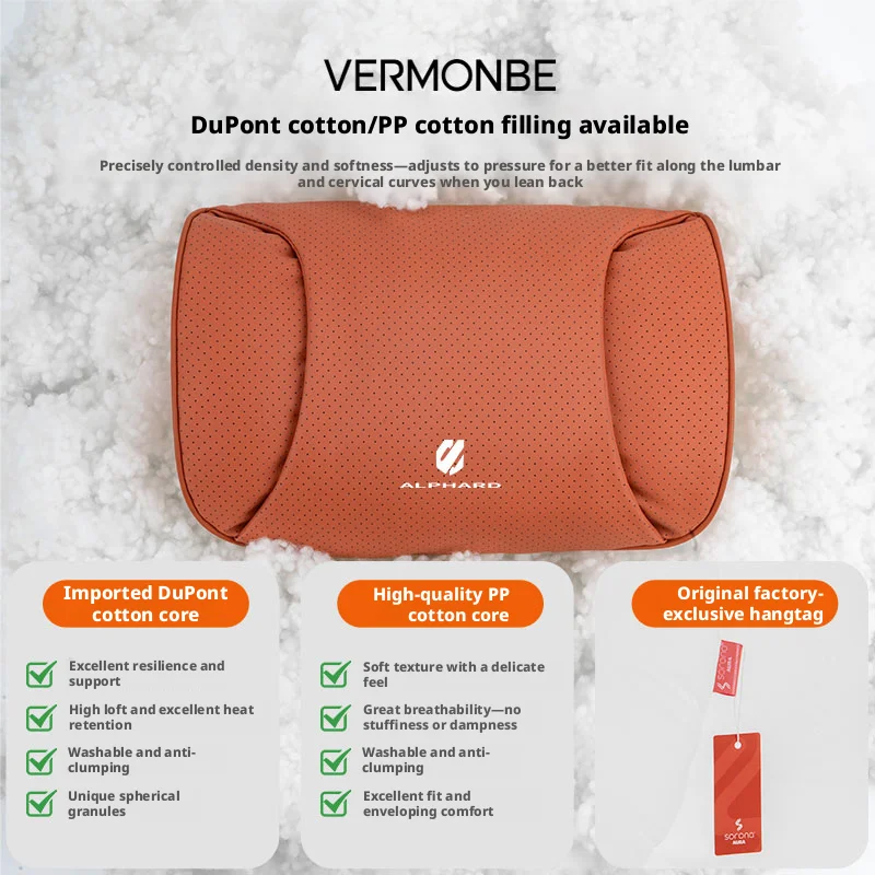 

Luxury business headrest automobilesFor Alphard Vellfire Nappa Headrest Lumbar Back Cushion Lumbar Pillow Car Accessories