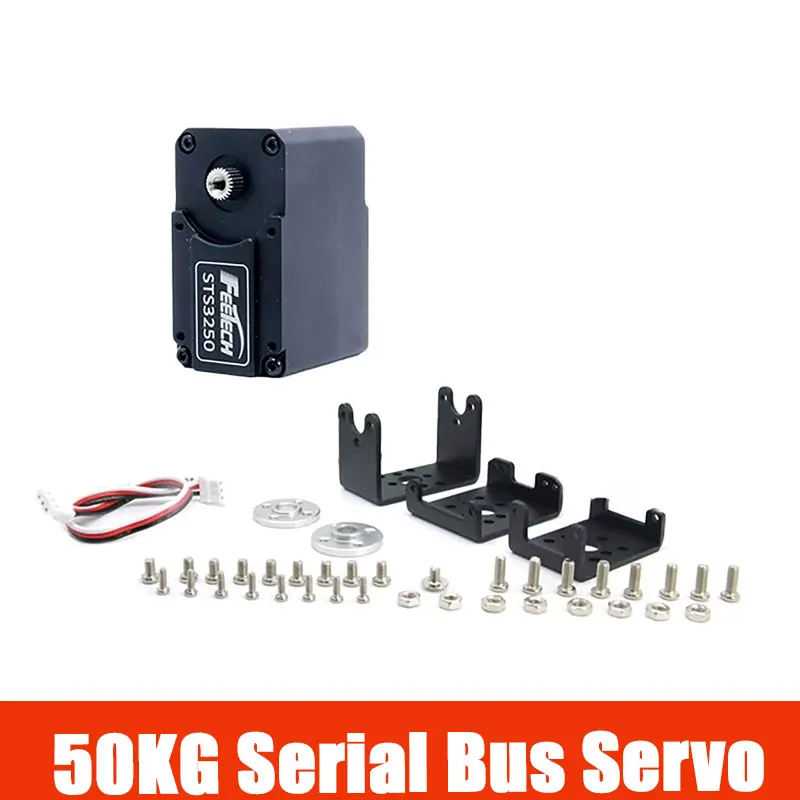 STS3250 C002 50KG Serieller Port-Bus-Servo 12V 360 Grad Kontinuierliche Rotation Zweiachsiger Vollmetall-Kernloser Motor für RC-Roboter