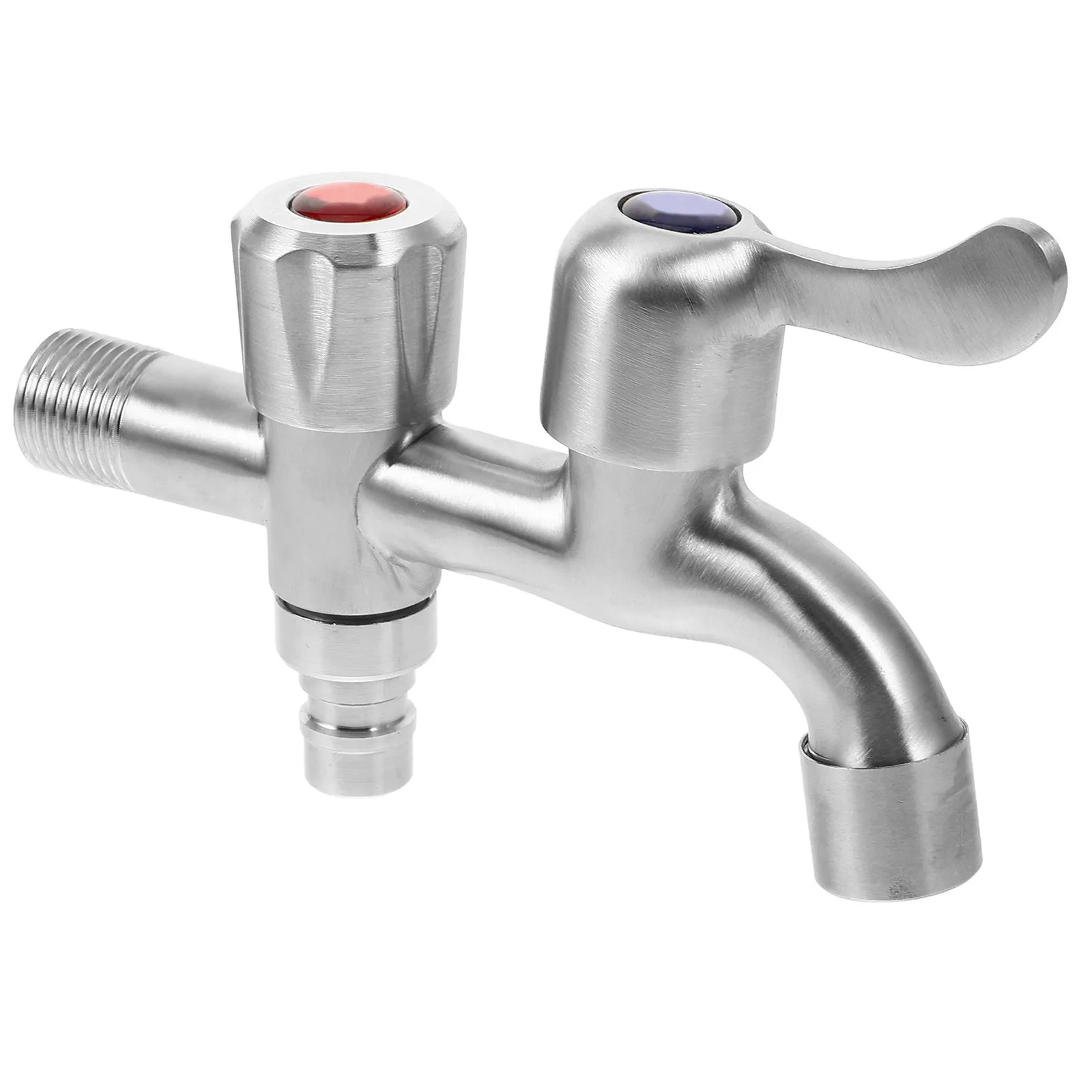 Stainless Steel Faucet 304 Freeze Proof Outdoor Cold Water Extendable Dual Outlet Garden Hose Sprayer Kitchen Attachment