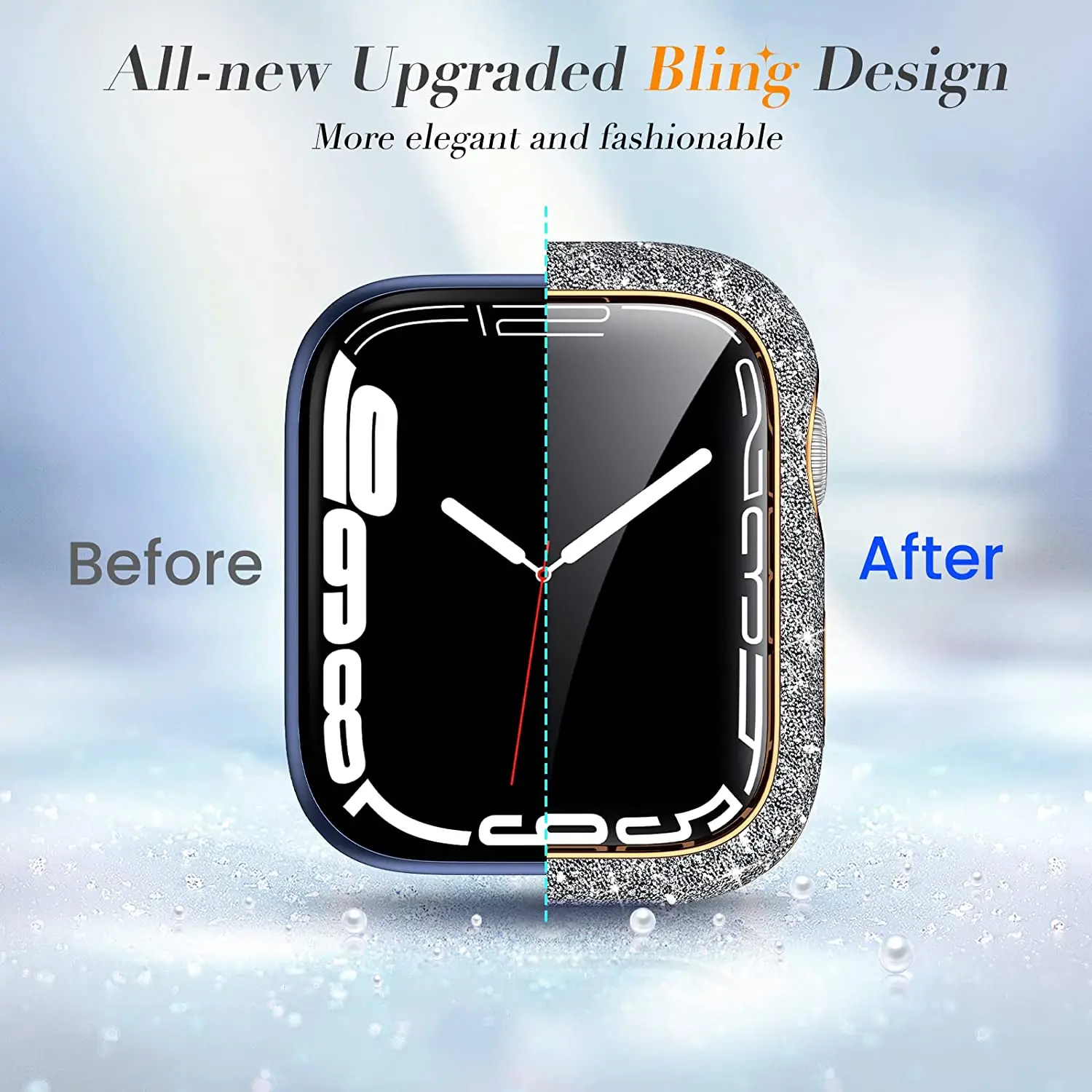 Bling Case for Apple Watch series 8 7 6 5 4 41mm 45mm Protector Diamond iWatch Protective PC Bumper Glitter Women accessories