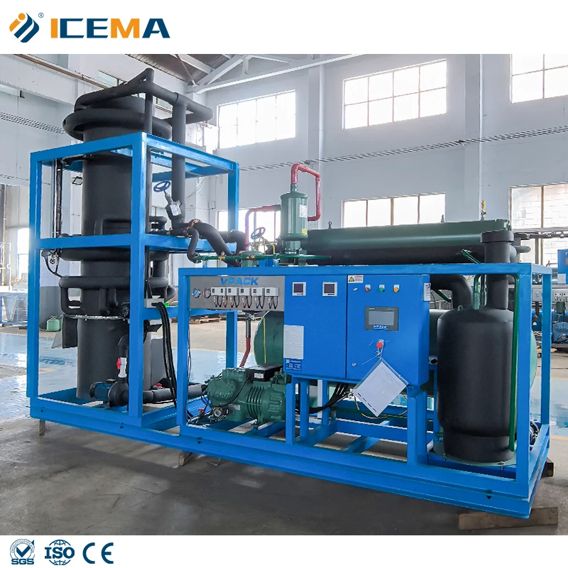ICEMA 10T/24hrs Industrial Tube Ice Maker 1000 Kg Ice Machine Plant For Hotel Beverage Drinks Made In China