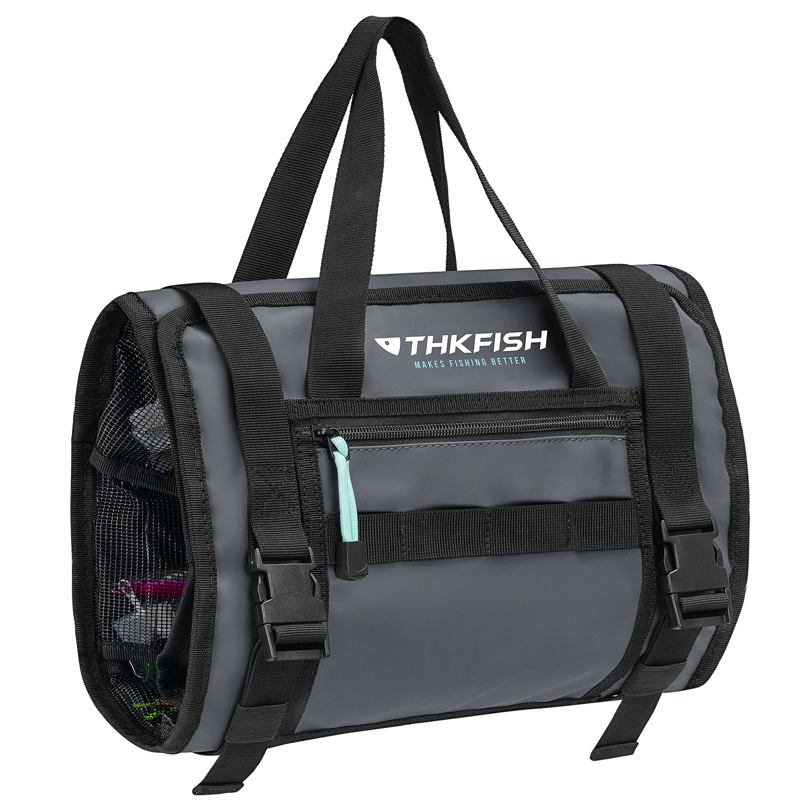 THKFISH Fishing Popper Lure Bag Waterproof Foldable Hard Baits Organizer Case Artificial Lure Handbag Large Capacity 7/8 Pockets