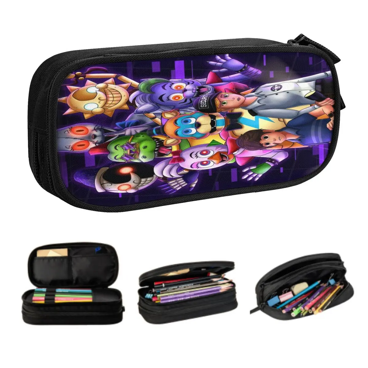 Kawaii Fnaf Security Breach Pencil Cases for Girls Boys Custom Large Storage Pen Box Bag School Supplies