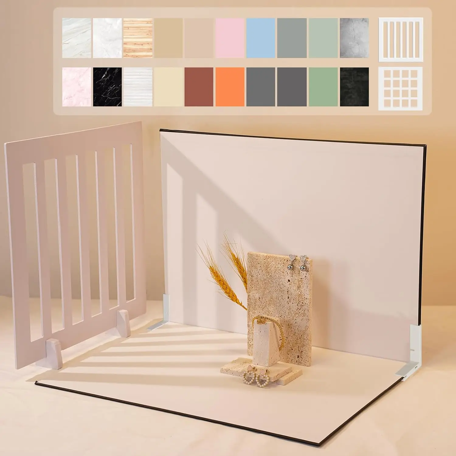 

10-Piece Small Product Photo Backdrop Kit with 20 Colors for Jewelry, Food, and Mini Items